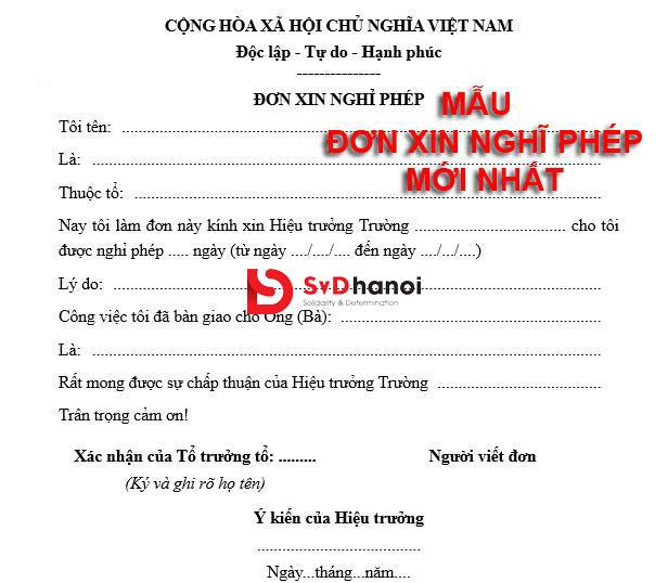 Mẫu đơn xin nghỉ phép